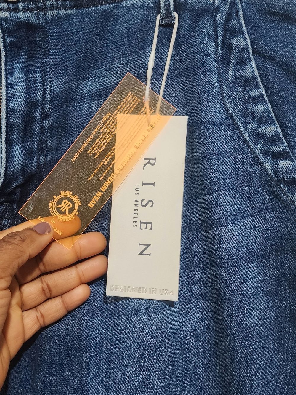 NWT Risen Jeans Cropped Dark Blue Women's Jeans with Embelished Cuff size 2XL - Picture 6 of 15